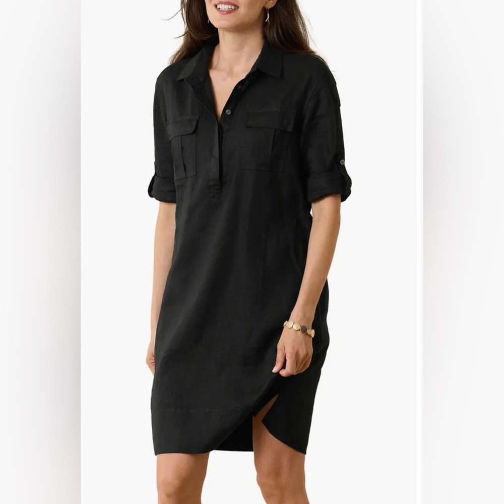 Tommy Bahama Elegant Black Shirt Dress